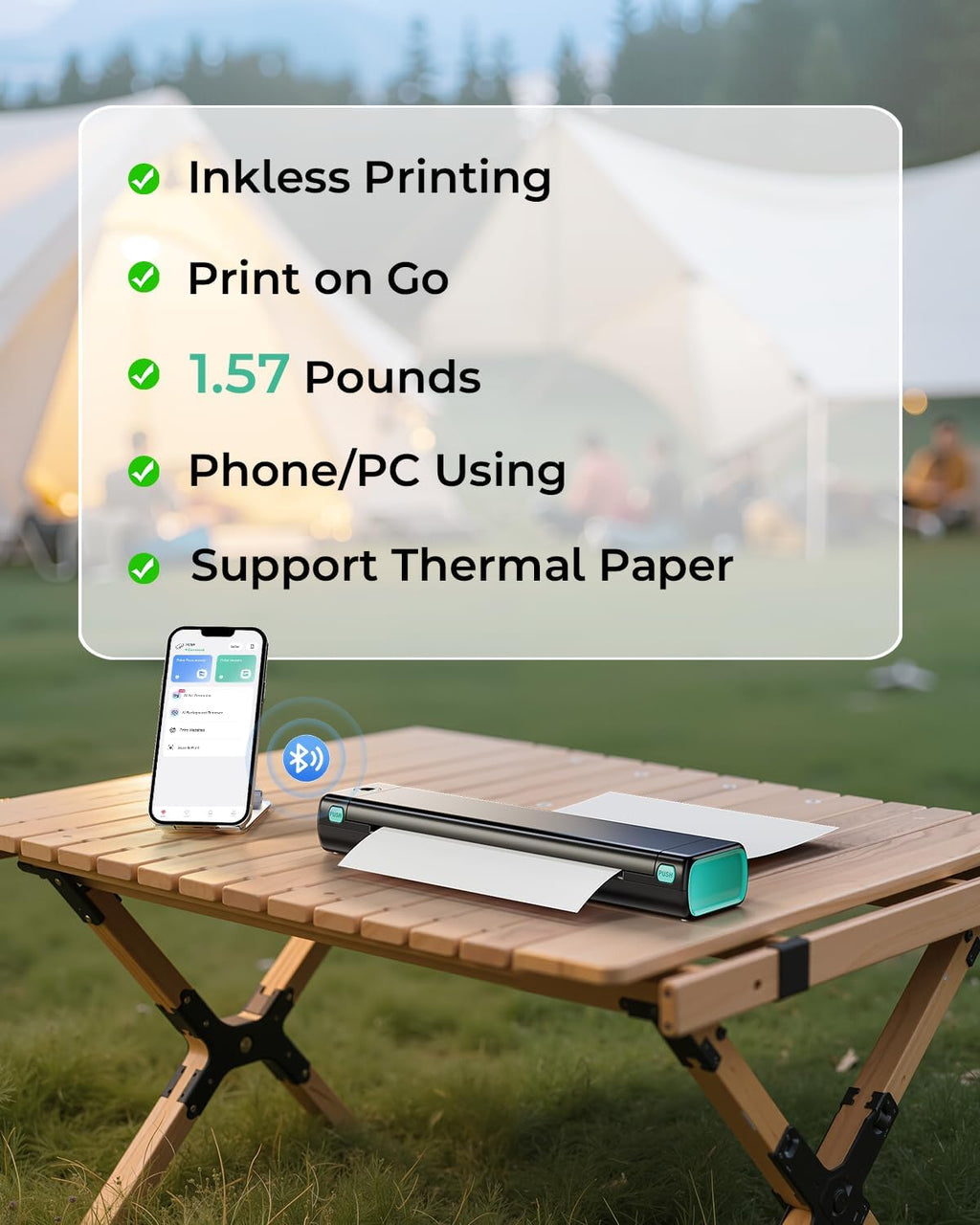 Phomemo M08F Portable Inkless Printer – Wireless Bluetooth Thermal Printer, 8.5" × 11" Letter