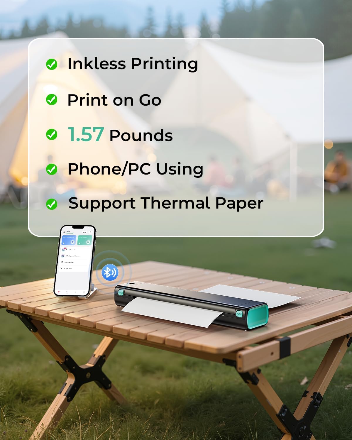 Phomemo M08F Portable Inkless Printer – Wireless Bluetooth Thermal Printer, 8.5" × 11" Letter