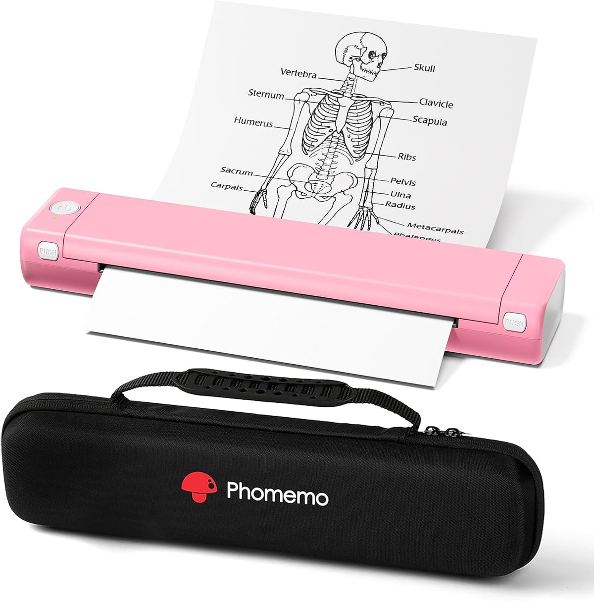 Phomemo M08F Portable Inkless Printer – Wireless Bluetooth Thermal Printer, 8.5" × 11" Letter - Pink / Printer + 10 Thermal Sheets + Case