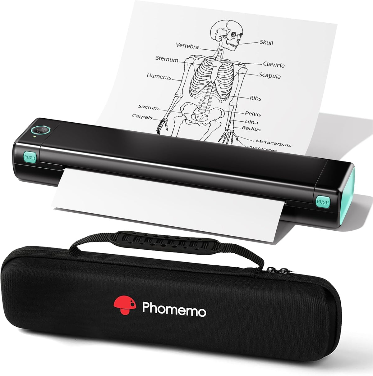 Phomemo M08F Portable Inkless Printer – Wireless Bluetooth Thermal Printer, 8.5" × 11" Letter - Black / Printer + 10 Thermal Sheets + Case