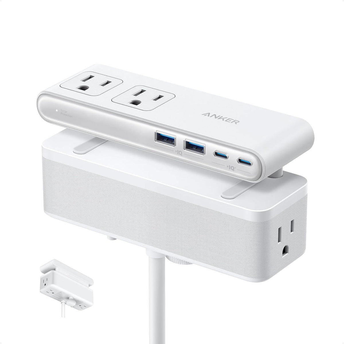 Anker Nano Power Strip with Desk Clamp – 10-in-1, 70W USB-C, 1500J Surge Protector