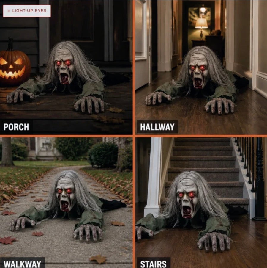 Crawling Zombie Prop – Glowing Red Eyes