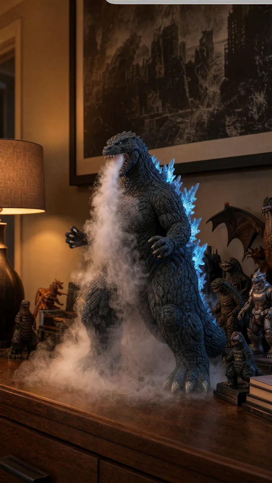 Atomic Kaiju Mist Figure – LED Humidifier with Glowing Mist Effect