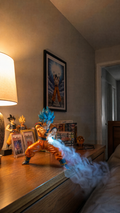 Blue Saiyan Mist Figure – LED Humidifier with Glowing Mist Effect