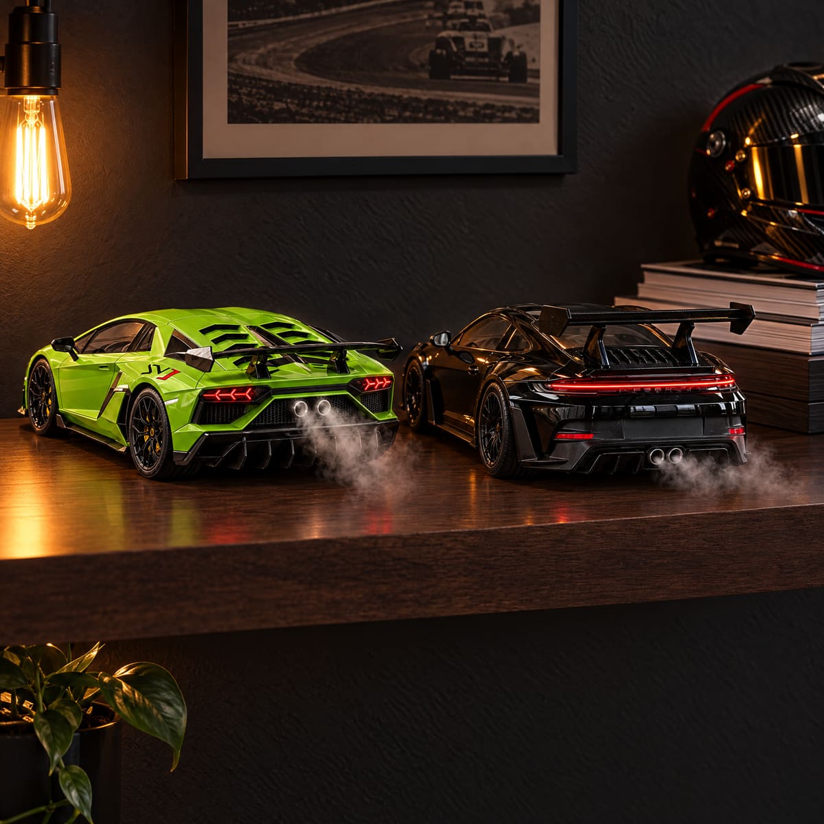 Green V12 Mist Car – LED Humidifier with Exhaust Smoke Effect
